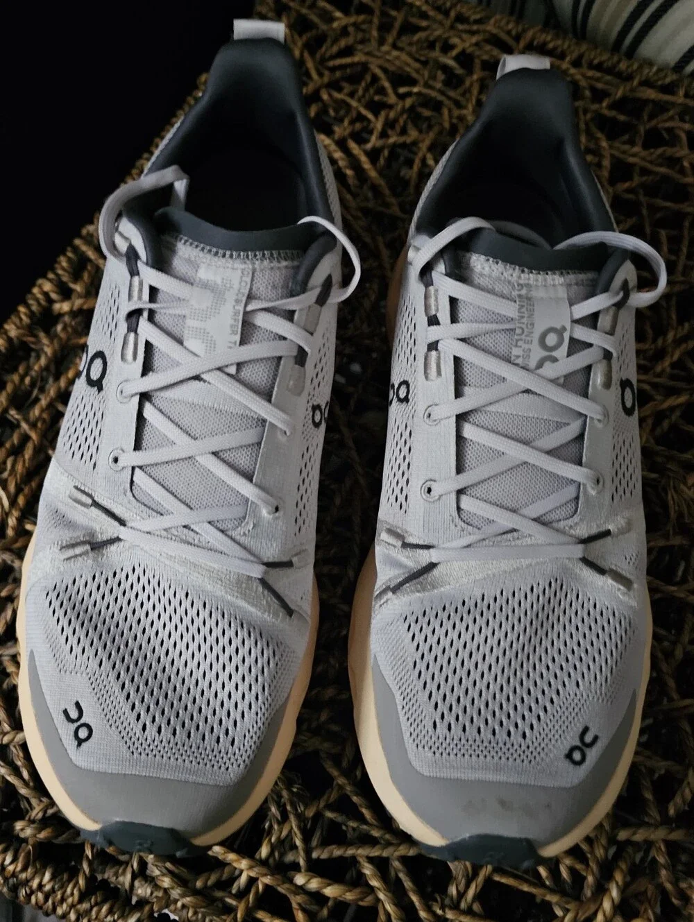 On Running Men's Cloudnova Sneakers in Light Gray, Cream & Peach. Mens 11